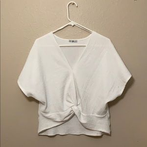 Zara white knotted top